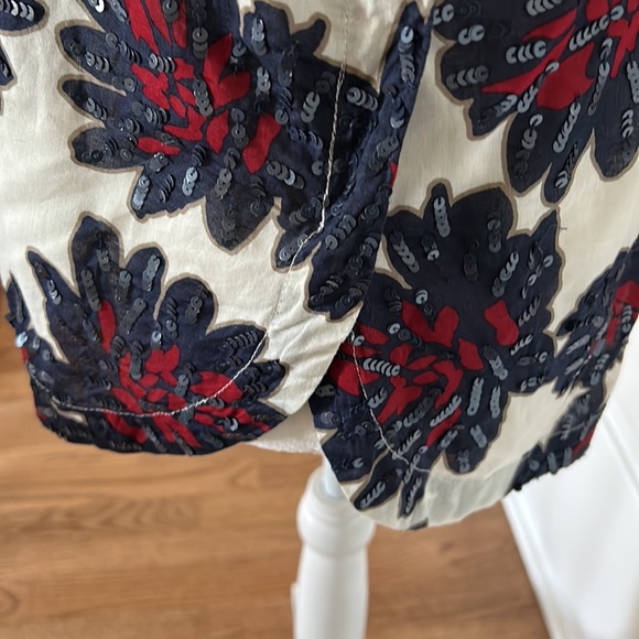 J. Crew sequin tank navy, burgundy, cream sleeveless. Button front. Dressy - Picture 8 of 10